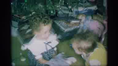 New York (1959): Girl And Boy Are Excited To Open Their Christmas Presents That
