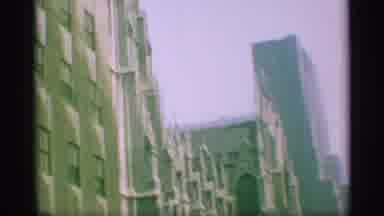 New York (1959): Outdoor Recording Showing A Very Tall Cathedral In An Urban Area