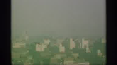 New York (1959): View Of Foggy City Building Skyline And Flooded Brown Building