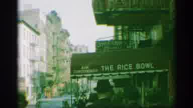 New York (1959): Footage Of A Busy Walkway Near A Restaurant Called The Rice Bowl