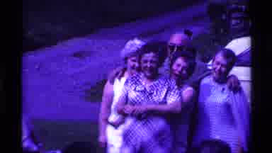 Ohio USA (1969): Group Of Friends And Family Gathering Outdoors In Lawn Chairs On
