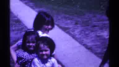 Ohio USA (1969): Family Activity With Three Kids In A Handcart Being Pulled By