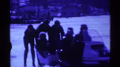 Ohio USA (1969): Vehicle With Two People Pulling A Sled With Two People As Three