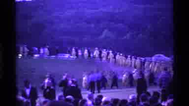 Ohio USA (1969): People In Line Leaving A Graduation Event With Yellow Tunics