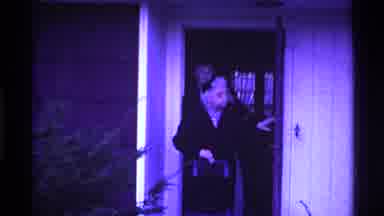 Ohio USA (1969): Elderly Woman Exits House Through Front Door Then Poses With