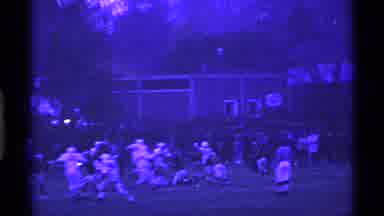 Ohio USA (1969): View Football Game Play And Illuminated Scoreboard On A Clear