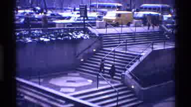 New York City (1970): Two Kids Run Up The Concrete Stairs Then Run To The Other