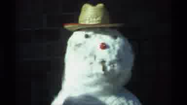 New York City (1970): Creepy Fat Snowman Wears A Little Straw Hat While A Boy