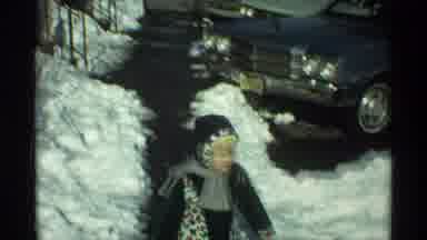 New York City (1970): Snowy Day Young Girl And Boy Walk On The White Snow With
