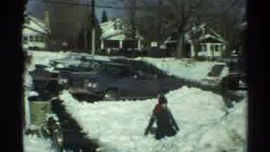 New York City (1970): Child Runs Towards Pile Of Snow And Falls Down In Vintage