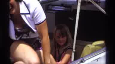 New York (1973): Girl Weariness Pink Shirt Prepares To Get Out Of White Boat On A