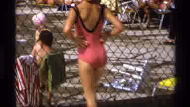New York (1973): Little Girl At Swimming Pool Walks Up To Fence And Looks At Other