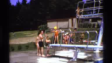 New York (1973): Girl Walking On A Platform Getting Ready To Dive In A Pool While