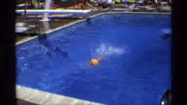 New York (1973): Young Kid Swimming In A Public Pool On A Sunny Day