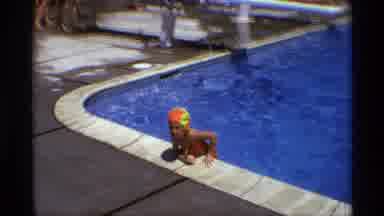 New York (1973): Young Girl In Swim Cap And Bathing Suit Getting Out Of Swimming
