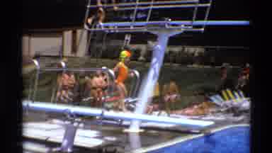 New York (1973): Girl Walking To The End Of The Low Diving Board And Jumping Into