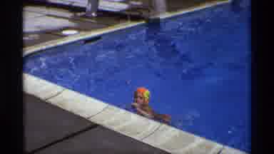 New York (1973): Young Girl Enjoying A Swim In A Pool