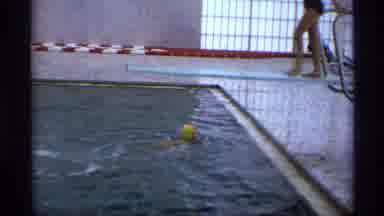 New York (1973): Kid In Pool Swimming To Ledge With Another Boy Walking Across