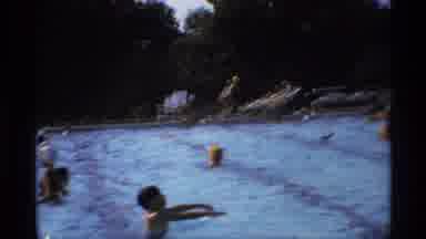 New York (1973): Adults Children Swimming Pool Splashing Summer Water Fun Vacation