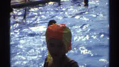 New York (1973): Kids People Families Swimming And Playing In A Swimming Pool On A