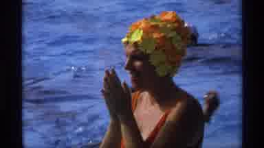New York (1973): Large Crowd Of People At Pool But Zoomed In On Mom And Father