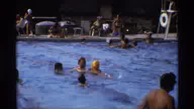 New York (1973): Parents And Children Swimming And Playing Around In A Public Pool