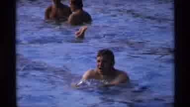 New York (1973): Man Starting To Swim In A Public Crowded Swimming Pool