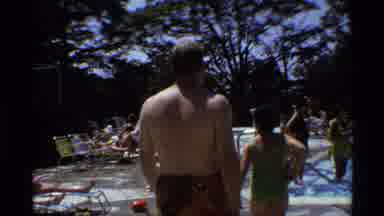 New York (1973): A Guy Pointing At A Pool And Then Someone Enters In The Pool
