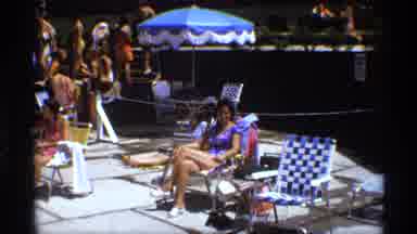 New York (1973): Woman Enjoying A Hot Sunny Day At The Pool On The Summer