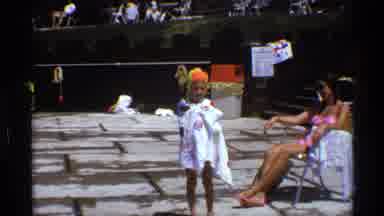 New York (1973): Child Wrapped In Towel And Wearing Bathing Cap At Resort Adult