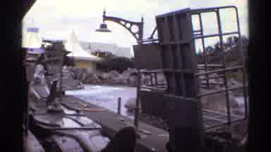 Orlando Florida (1974): View Of Grey Barge Moving Down River On A Cloudy Day