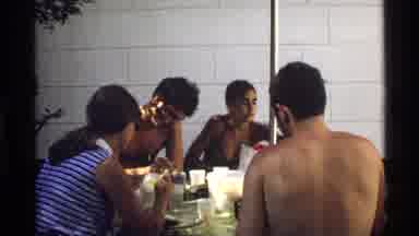 California (1978): Family Eating A Meal Together Outside In The Shade Around A