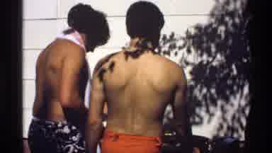 California (1978): Young Shirtless Men Around A Grill After Or Before Swimming