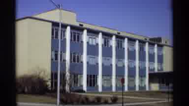 Madison Wisconsin (1966): View Of Blue And White Building On A Clear Sunny Day
