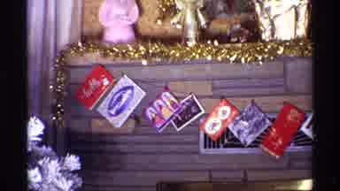 Chicago Illinois (1968): View Of Christmas Cards Strung Across Brown Stone