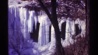 Chicago Illinois (1968): View Of Frozen Waterfall On A Bright Sunny Winter Day