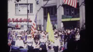 Chicago Illinois (1968): Flag Bearers March With Parade Float Musical Celebration