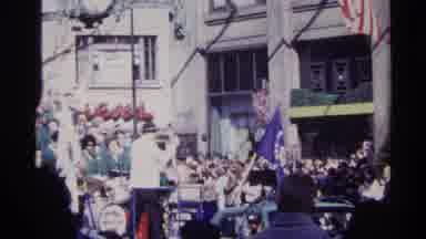 Chicago Illinois (1968): A Large Band And Conductor Playing On A Parade Float