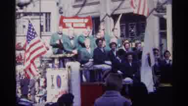 Chicago Illinois (1968): People Ride Crossroads Of The Nation Parade Float Dressed