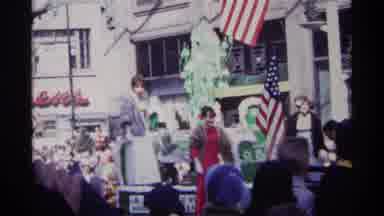 Chicago Illinois (1968): Footage Of Parade Float Rolling By With Soldiers Native