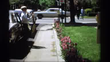 Holland Michigan (1969): Plants In Garden Then Man Exiting Car And Jumping Over