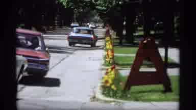Holland Michigan (1969): Cars Pulling Off Sidewalk Onto A Suburban Road After