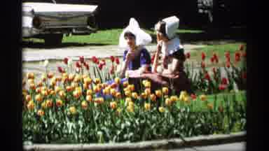 Holland Michigan (1969): Many Colorful Flowers And Two Women With Different Hats