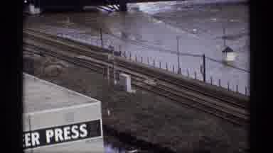 Saint Paul Minnesota (1969): View Of Railroad Tracks And Flood Water On A Cloudy