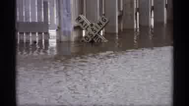 Saint Paul Minnesota (1969): Watering Overflowing Near A Railroad Crossing Sign