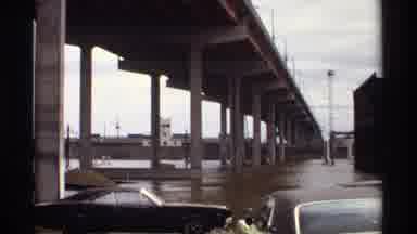 Saint Paul Minnesota (1969): Their Is A River Flowing Under A Bridge And A Car Is