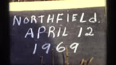Savage Minnesota (1969): Chalkboard Sign Reading North Field April 12th 1969 With