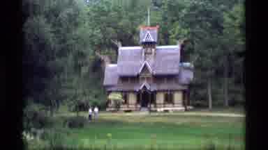 Wisconsin (1969): People Viewing A Landmark Home In The Woods Crossing A Small