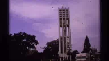 Vancouver Canada (1974): View Of Bell Tower And Blooming Honeysuckle Tree On A