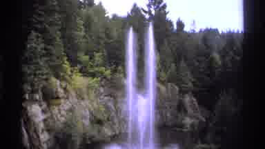 Vancouver Canada (1974): Fountain Spraying Water High Inside Rocky Wilderness Area